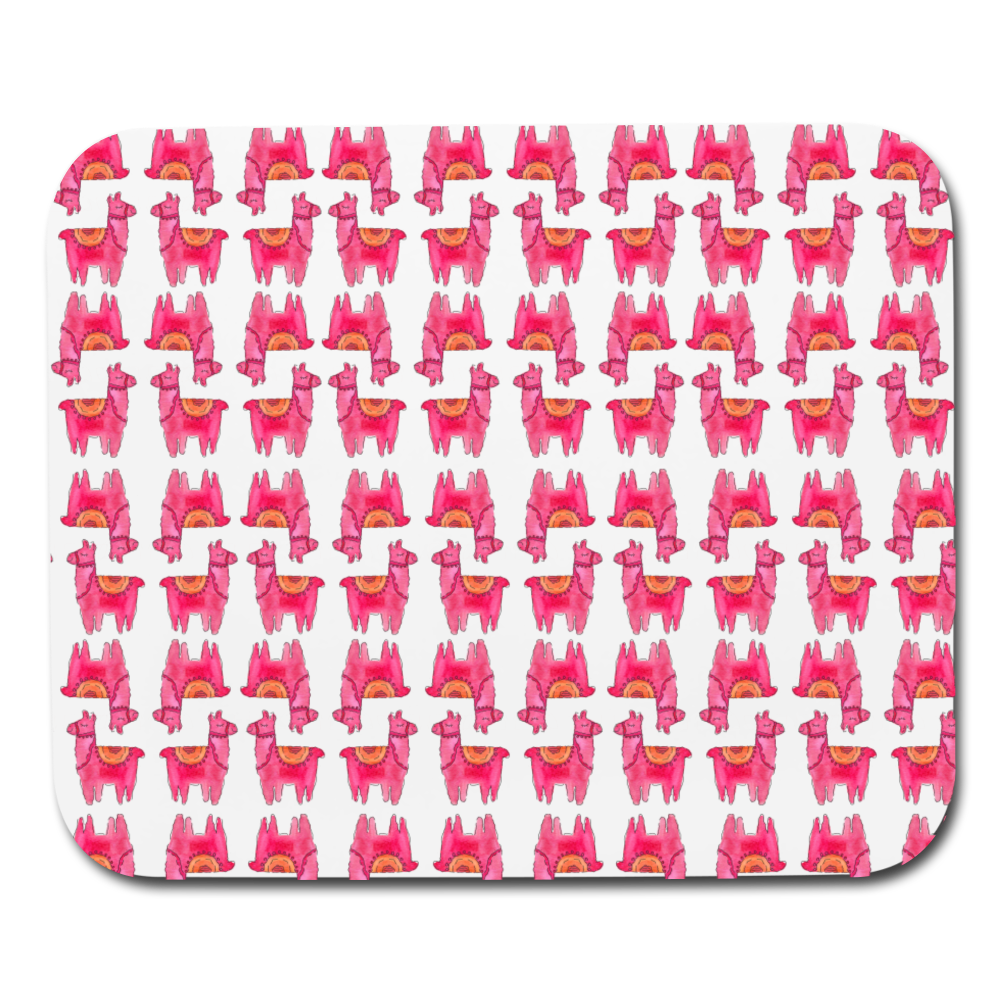 Pink Llama Mousepad - white