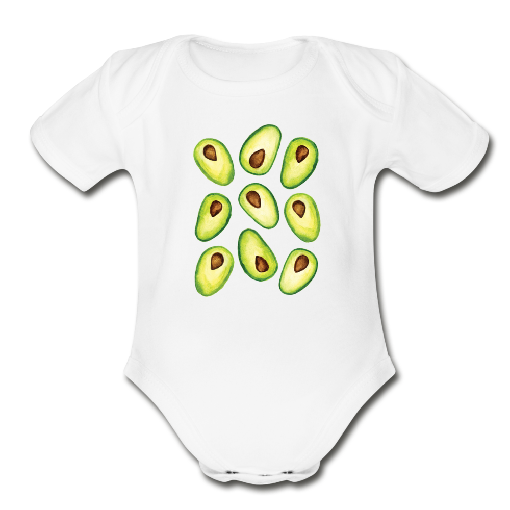 Organic Avocados Short Sleeve Bodysuit - white