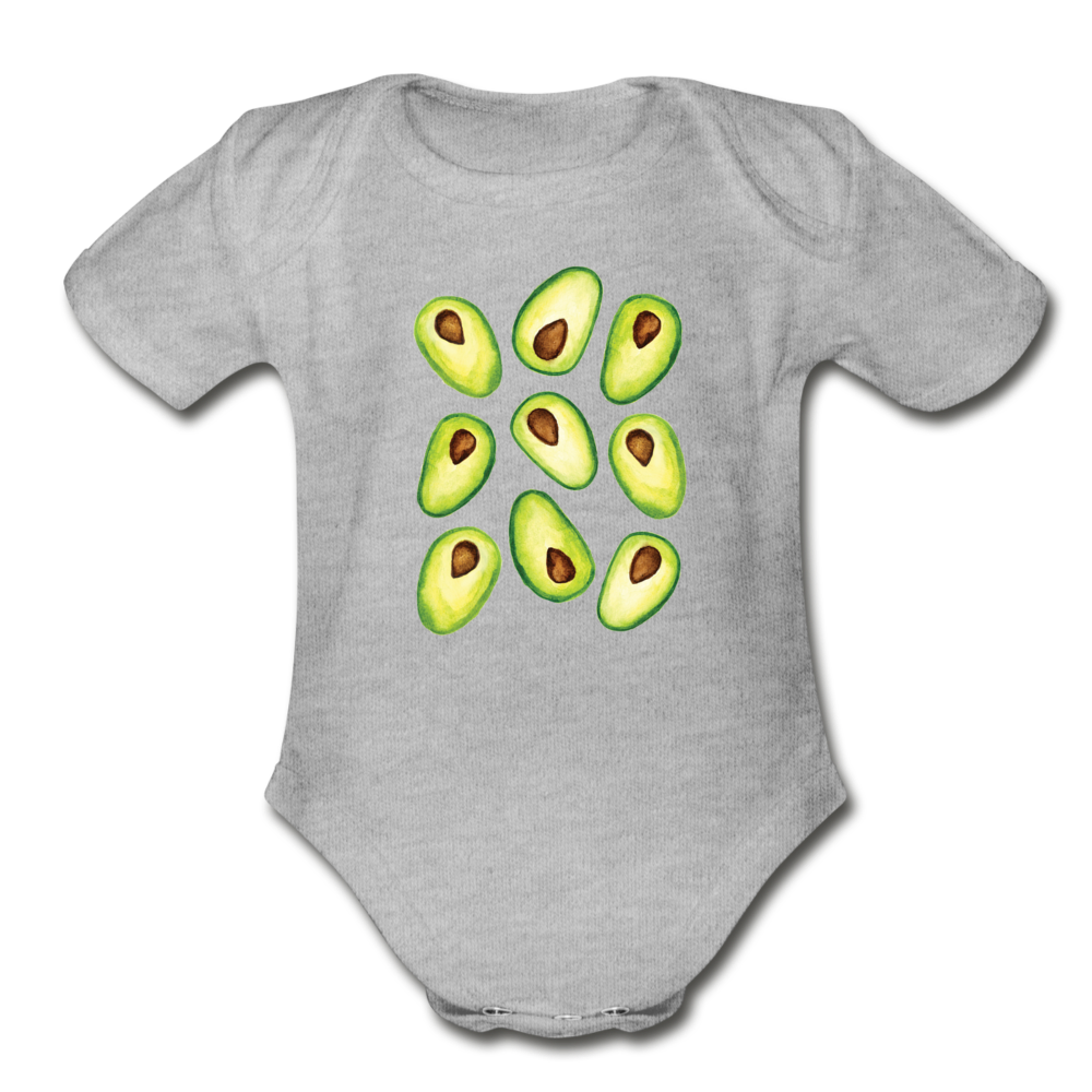 Organic Avocados Short Sleeve Bodysuit - heather gray