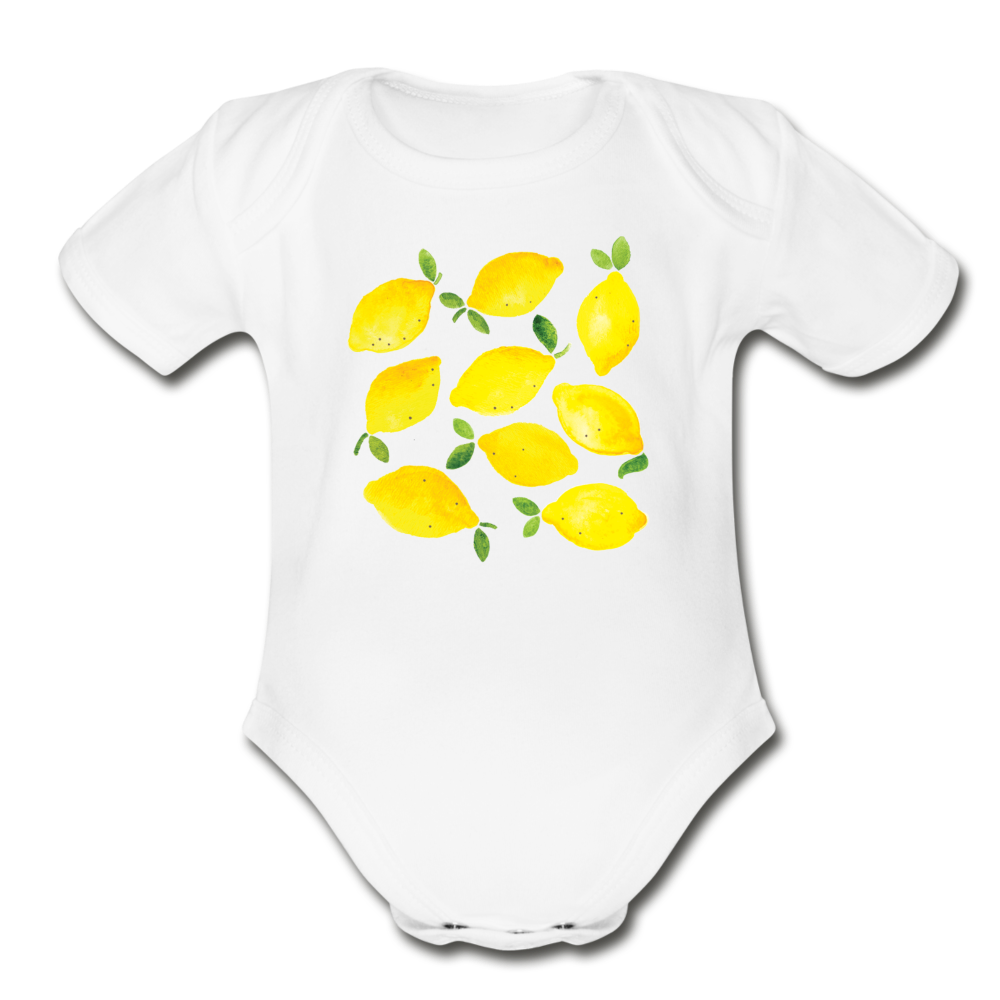 Lemons Organic Short Sleeve Baby Bodysuit - white