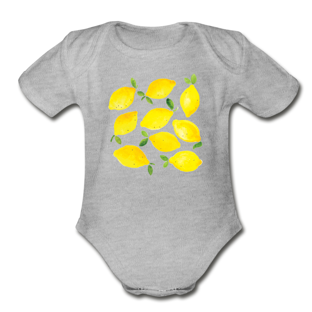 Lemons Organic Short Sleeve Baby Bodysuit - heather gray