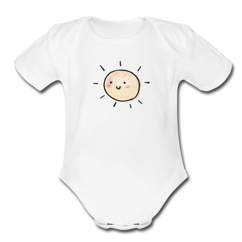 Little Sunshine Organic Short Sleeve Baby Bodysuit - white