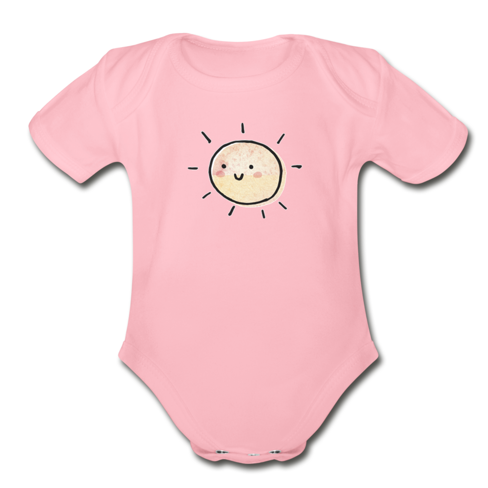 Little Sunshine Organic Short Sleeve Baby Bodysuit - light pink