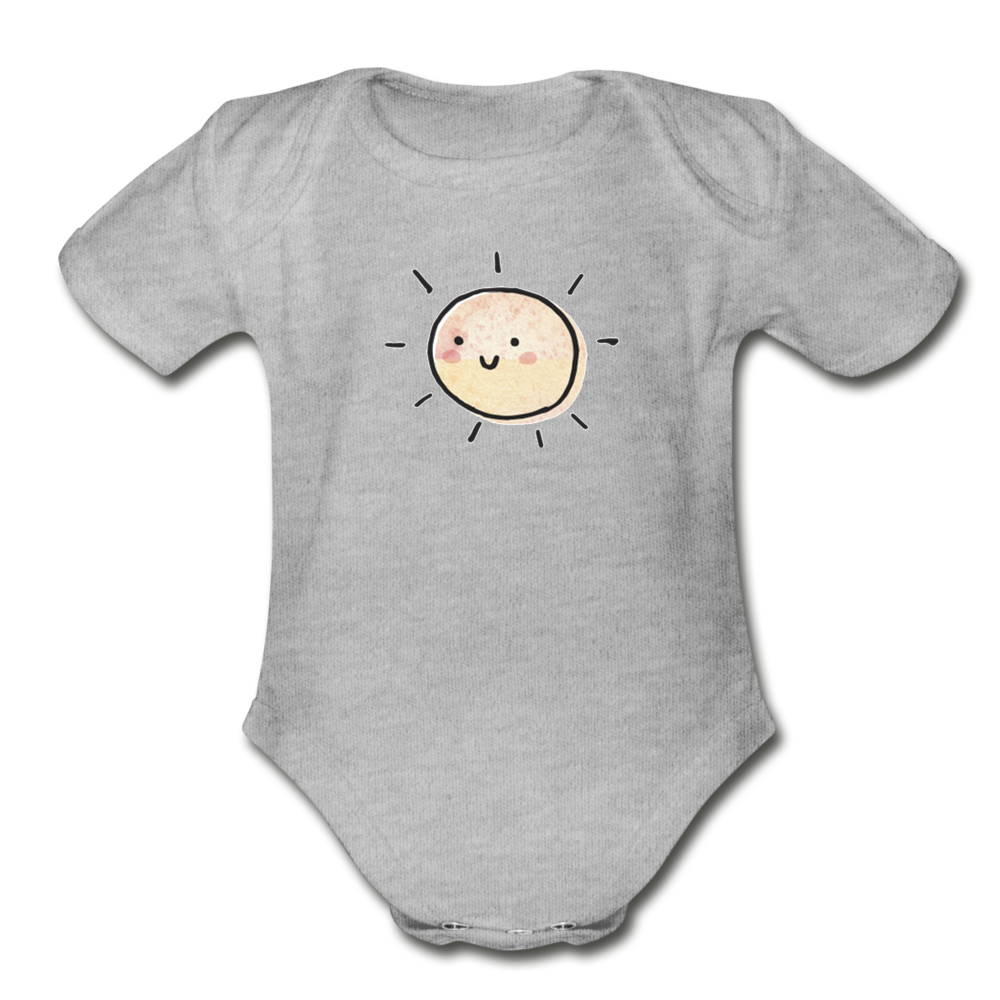 Little Sunshine Organic Short Sleeve Baby Bodysuit - heather gray