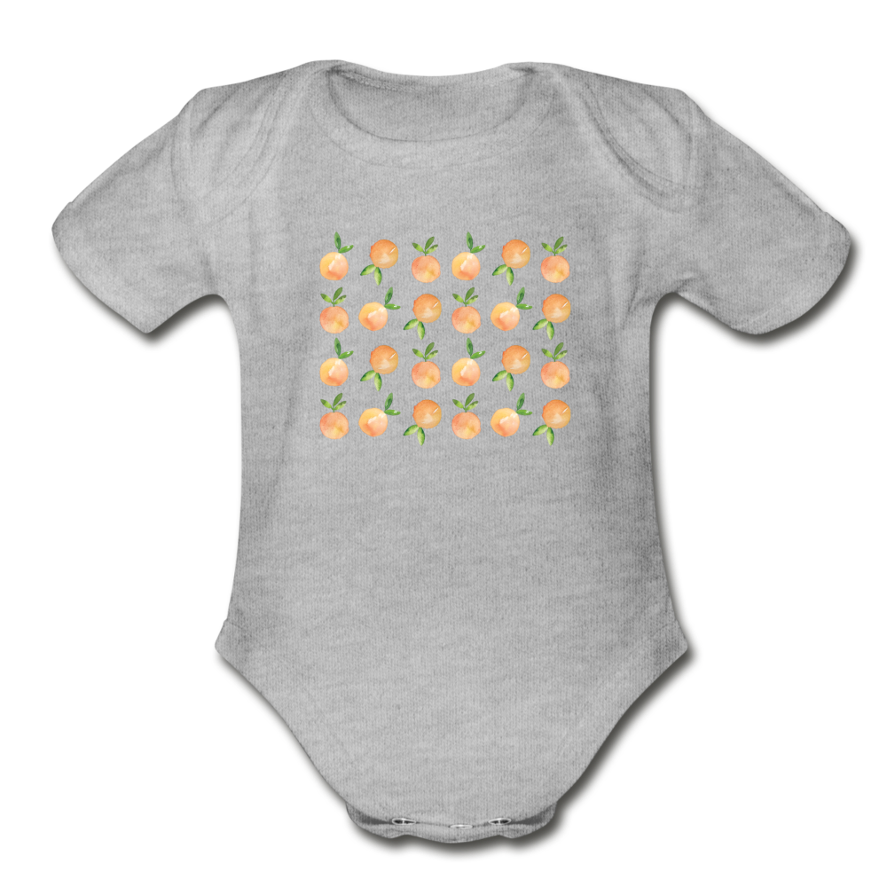 Oranges Organic Short Sleeve Baby Bodysuit - heather gray