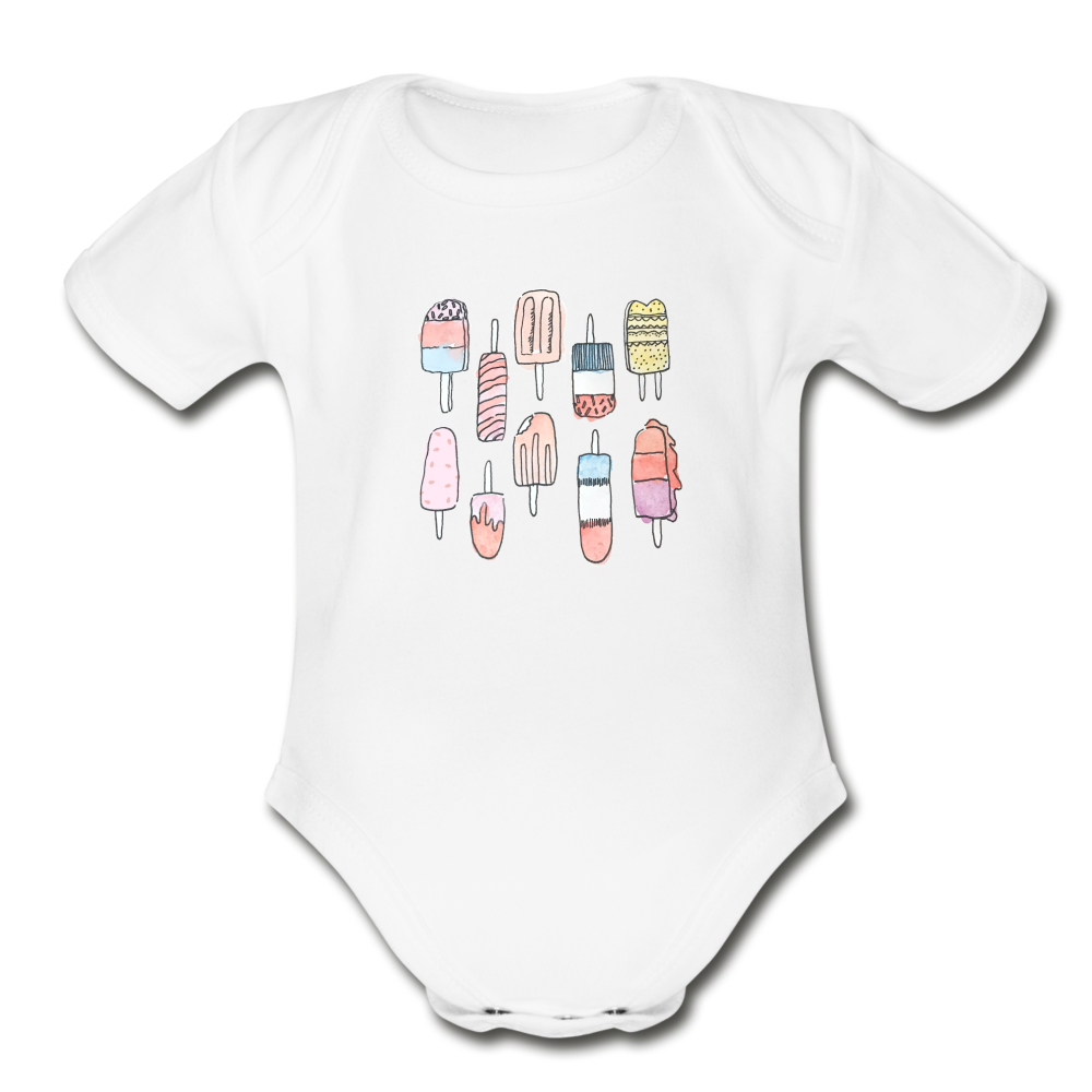 Summertime Popsicles Organic Short Sleeve Baby Bodysuit - white