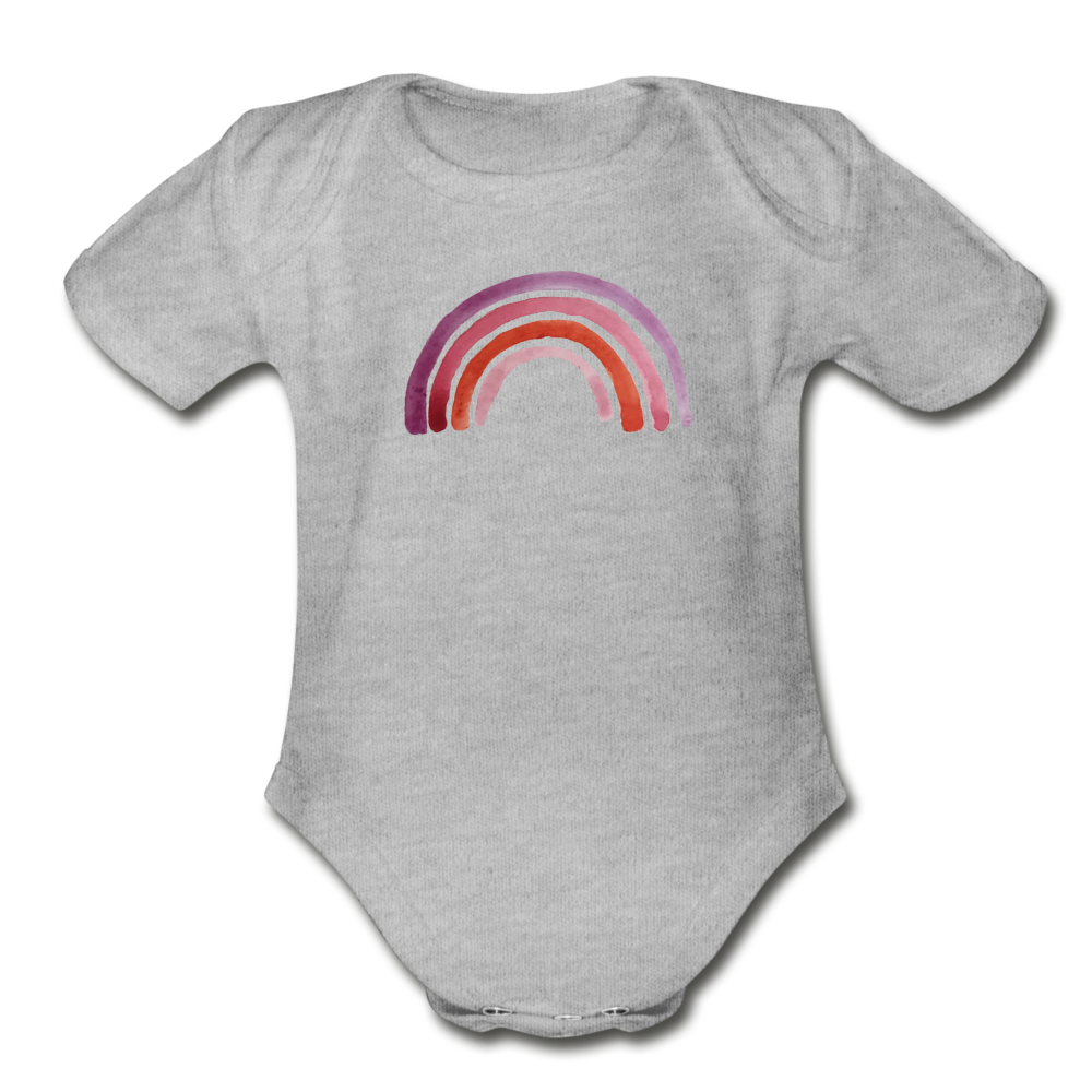 Rainbow Organic Short Sleeve Baby Bodysuit - heather gray