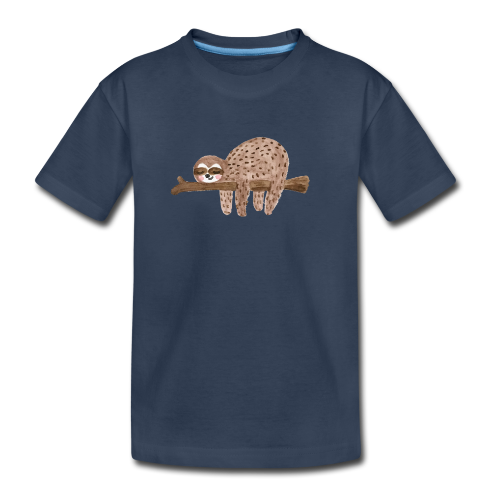 Youth Sloth Organic T-Shirt - navy