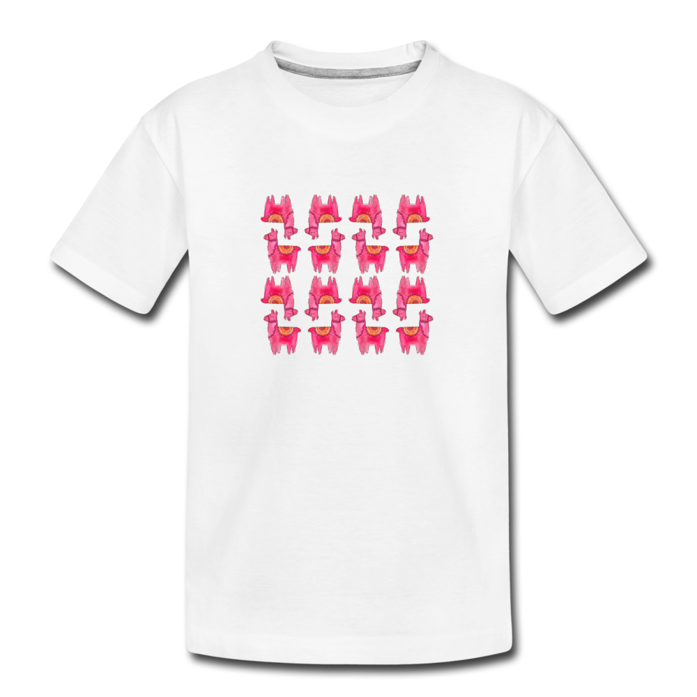 Youth Pink Llamas Organic T-Shirt - white