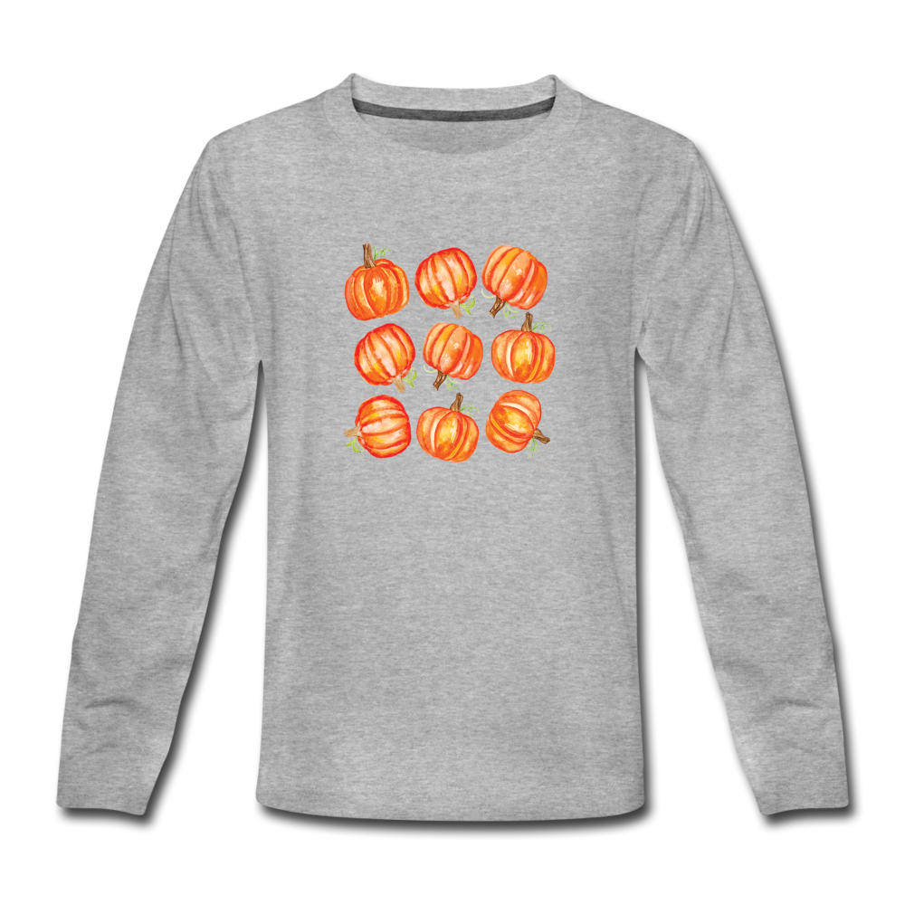 Youth Pumpkins Long Sleeve T-Shirt - heather gray