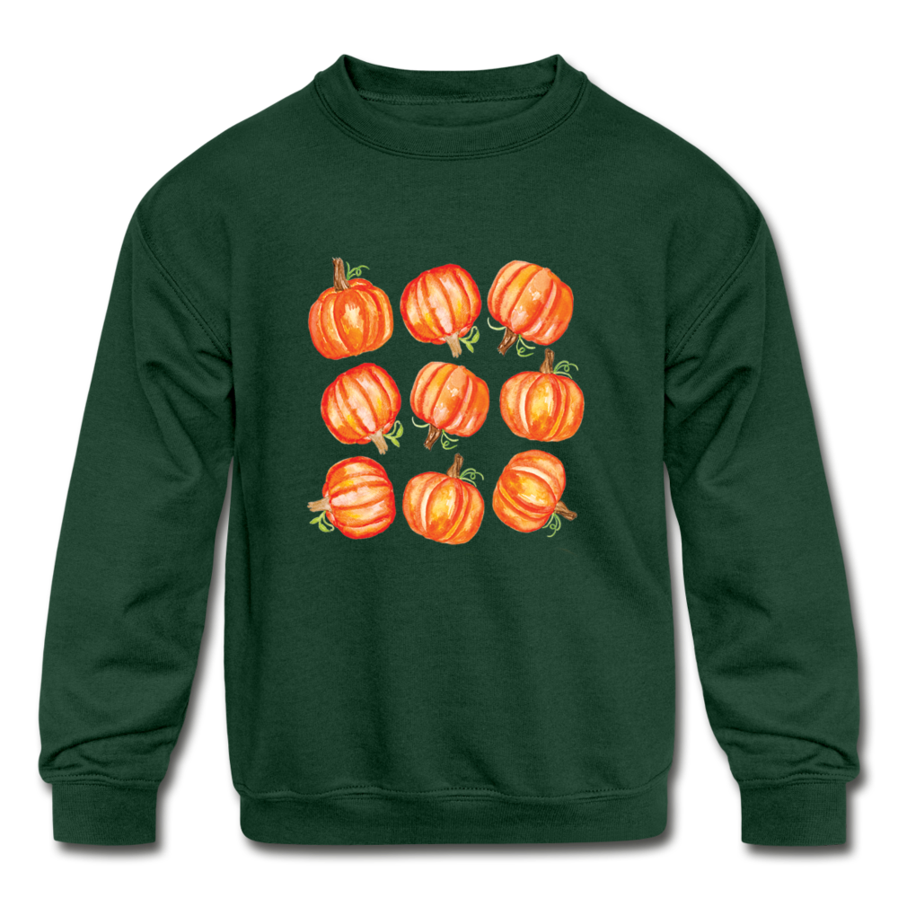 Kids' Crewneck Pumpkin Sweatshirt - forest green
