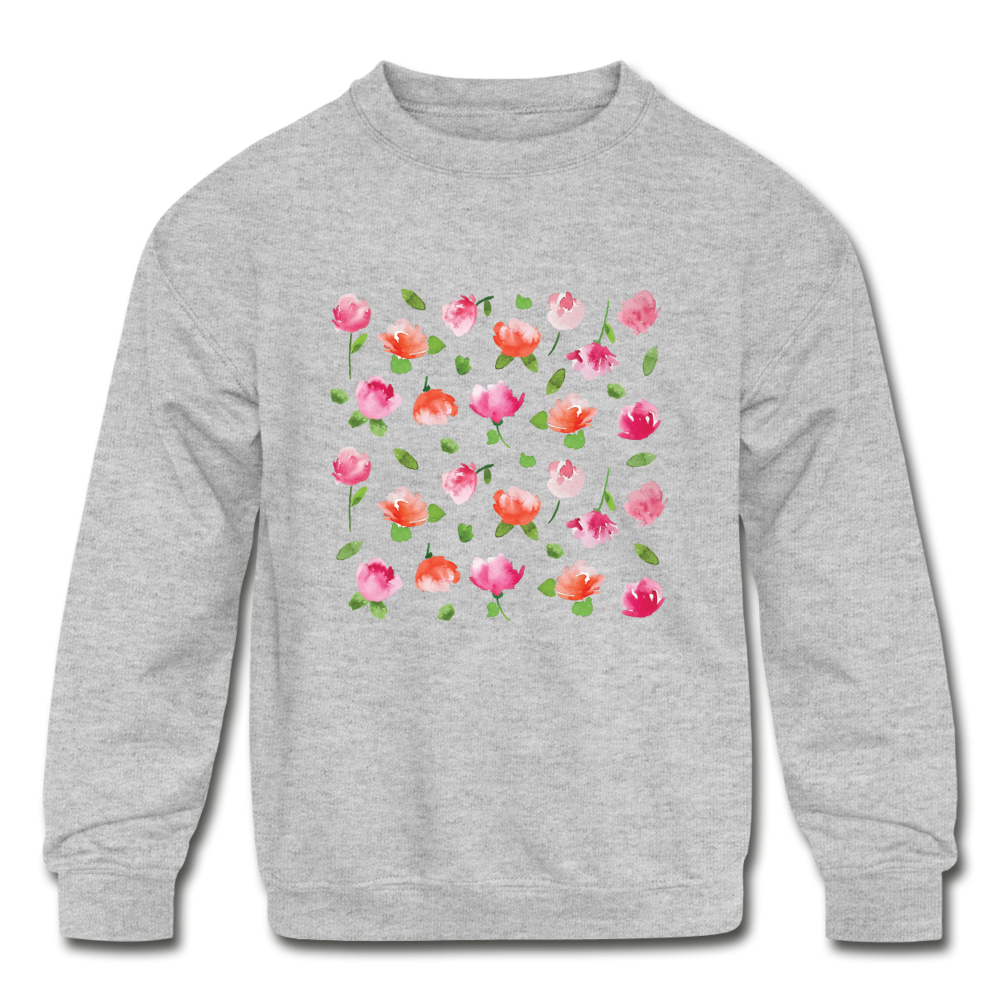 Kids' Floral Crewneck Sweatshirt - heather gray