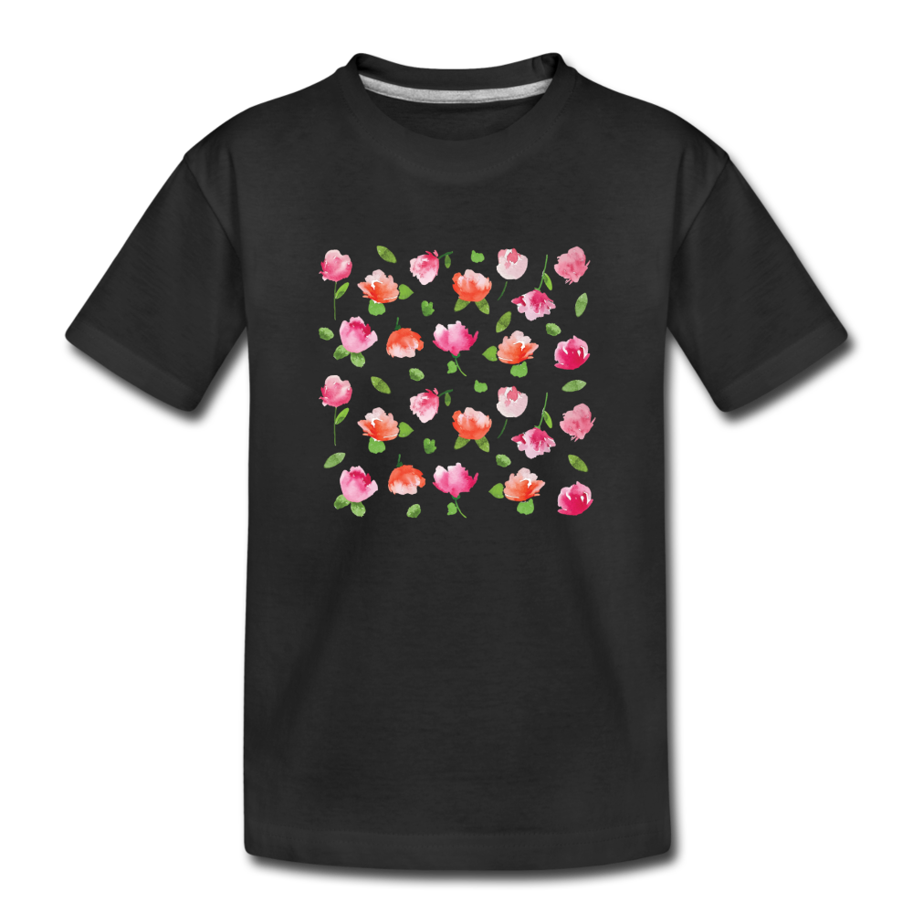 Toddler Florals Organic T-Shirt - black